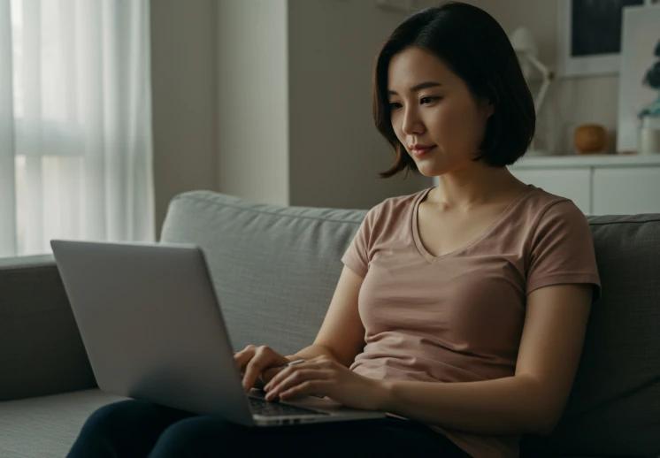 롯데카드 해지 절차를 간편하게 처리하는 한국 여성 모델 롯데카드 해지 절차를 간편하게 처리하는 한국 여성 모델