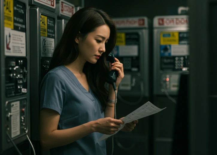 KB캐피탈의 서비스별 전용 번호로 신속하게 상담을 받는 한국 여성 KB캐피탈의 서비스별 전용 번호로 신속하게 상담을 받는 한국 여성