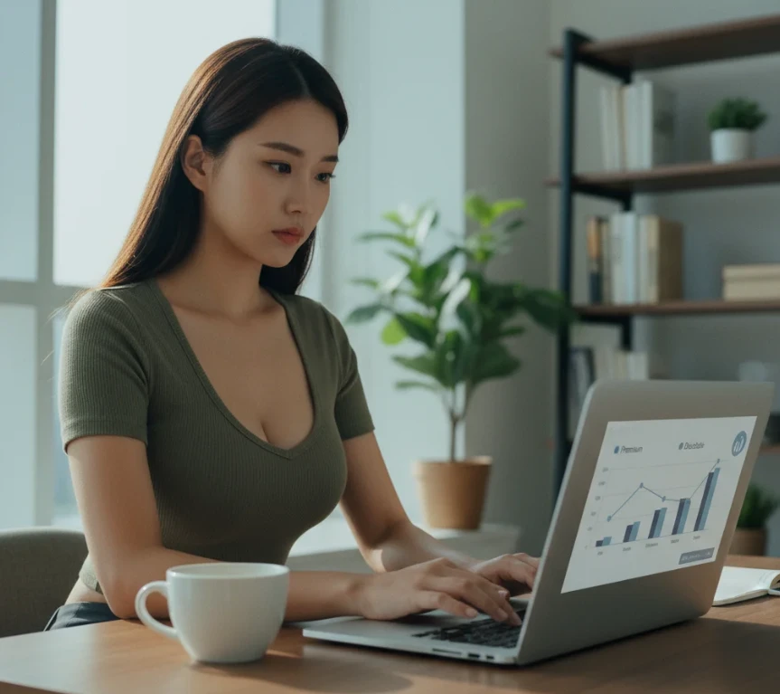 미국 의료보험의 복잡한 용어를 정리하는 노트북 화면