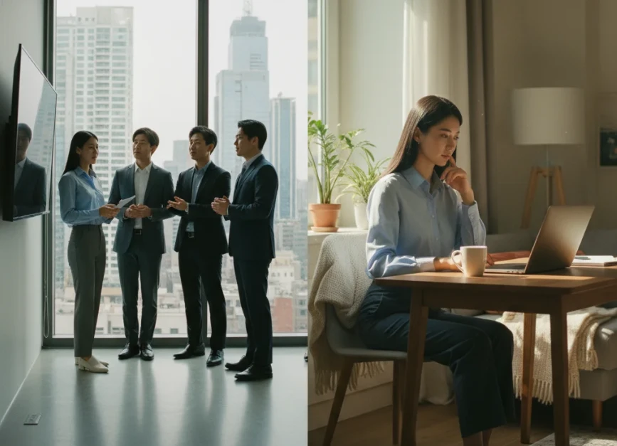 직장 단체 보험과 개인 건강보험 가입 경로를 상징하는 이미지