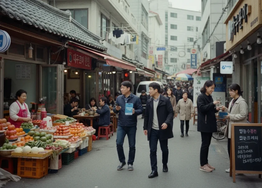 대구로페이 사용이 가능한 전통시장, 음식점, 동네 카페 등이 모여있는 활기찬 거리의 모습 대구로페이 사용이 가능한 전통시장, 음식점, 동네 카페 등이 모여있는 활기찬 거리의 모습
