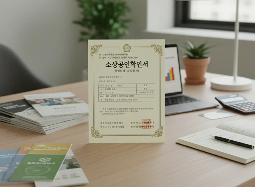 저금리 대출, 컨설팅, 지원사업 안내서 등 다양한 혜택의 중심에 있는 소상공인확인서 문서 저금리 대출, 컨설팅, 지원사업 안내서 등 다양한 혜택의 중심에 있는 소상공인확인서 문서