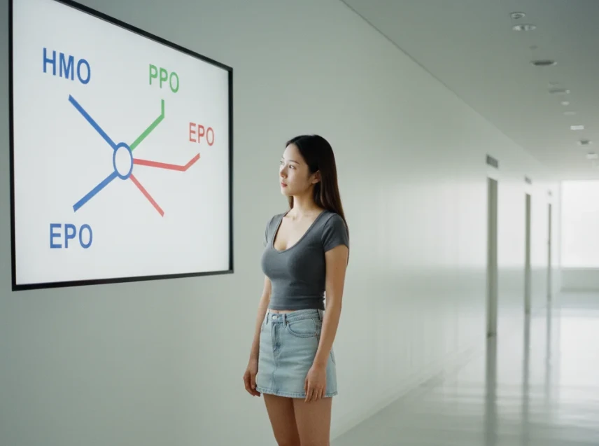 HMO, PPO, EPO 중 자신의 상황에 맞는 건강 보험 네트워크를 선택하는 한국 여성