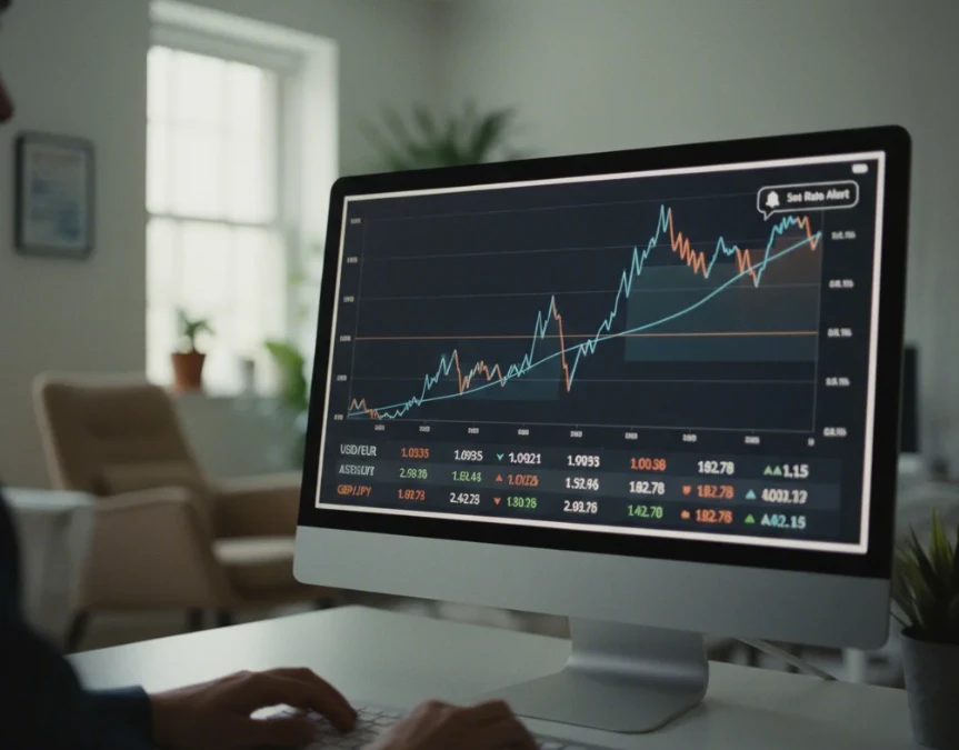 환율 알림 서비스를 활용하여 송금 타이밍을 포착하는 이미지