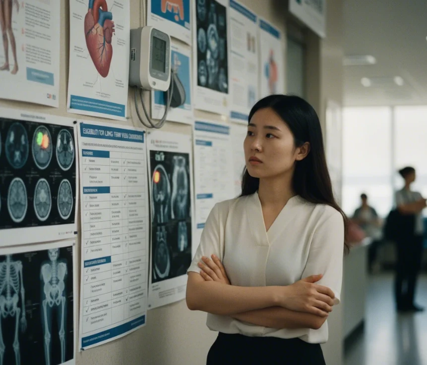 다양한 질병 관련 자료를 바라보는 한국 여성