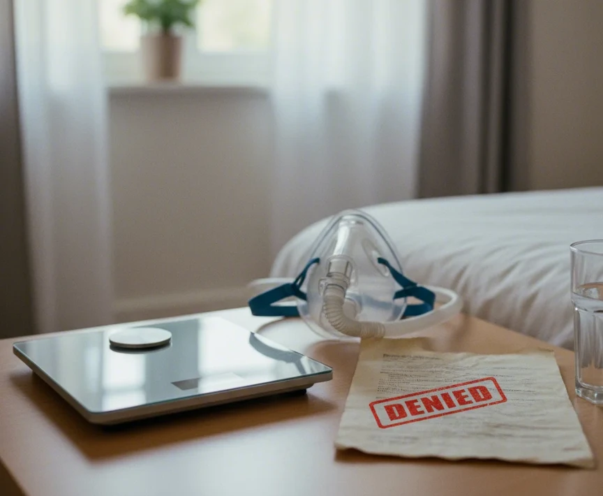 중계와 CPAP 마스크가 놓인 생활 공간