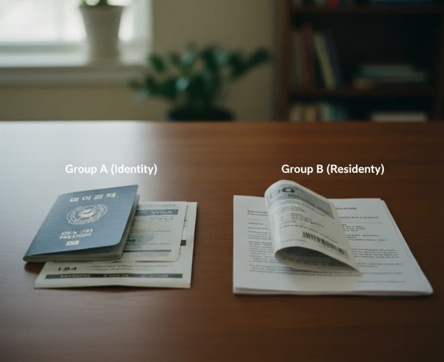 운전면허 취득을 위한 여권, 비자, 거주 증명 서류들