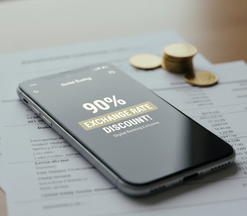 환율 우대 90%가 명시된 은행 모바일 환전 앱 화면