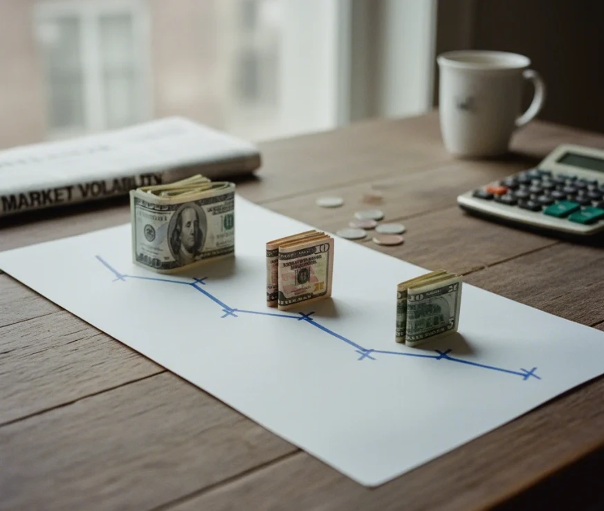 한 번에 큰 금액 대신 여러 번 분할 매수한 달러 뭉치