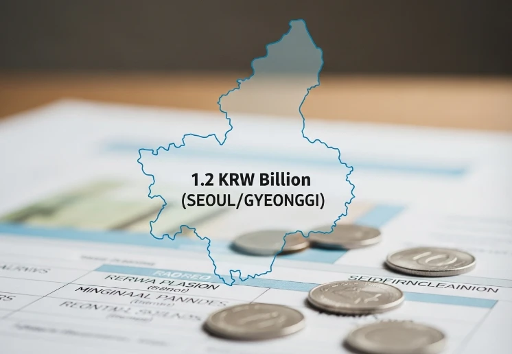 지도 위 수도권 1.2억 등 지역별 임차 한도 금액과 낮은 임대료를 상징하는 동전. 지도 위 수도권 1.2억 등 지역별 임차 한도 금액과 낮은 임대료를 상징하는 동전.