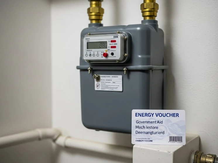 도시가스 계량기 옆의 에너지 바우처 카드 도시가스 계량기 옆의 에너지 바우처 카드