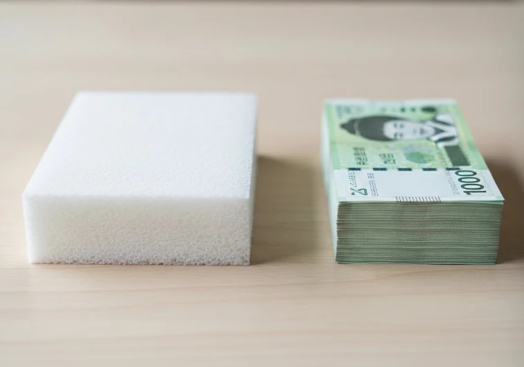 단열재와 현금 다발이 나란히 놓인 모습 단열재와 현금 다발이 나란히 놓인 모습