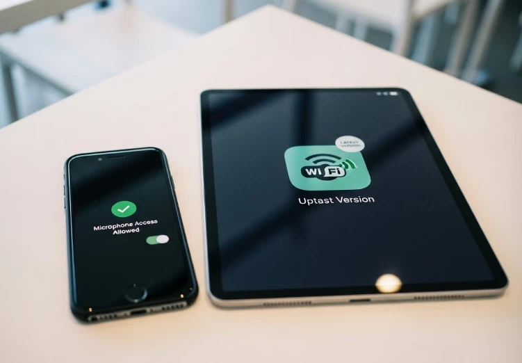 마이크 권한, 앱 버전, 와이파이 신호 아이콘