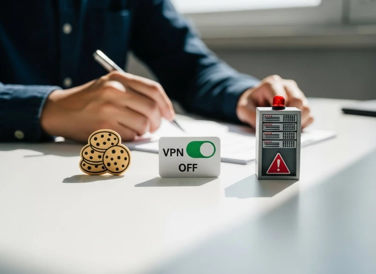 캐시, VPN, 서버 과부하를 나타내는 아이콘