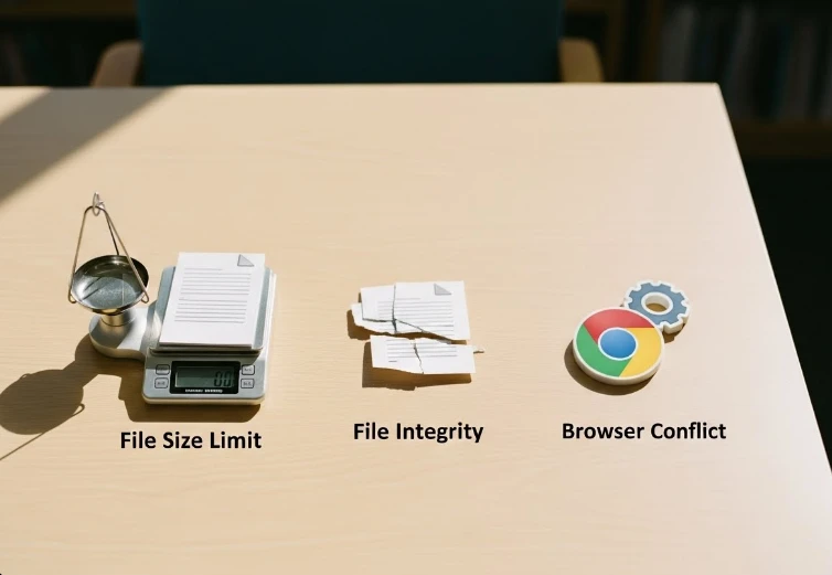 파일 크기, 형식, 환경 설정 아이콘