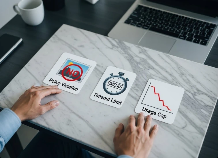 금지된 콘텐츠, 시간 초과, 사용량 제한 아이콘