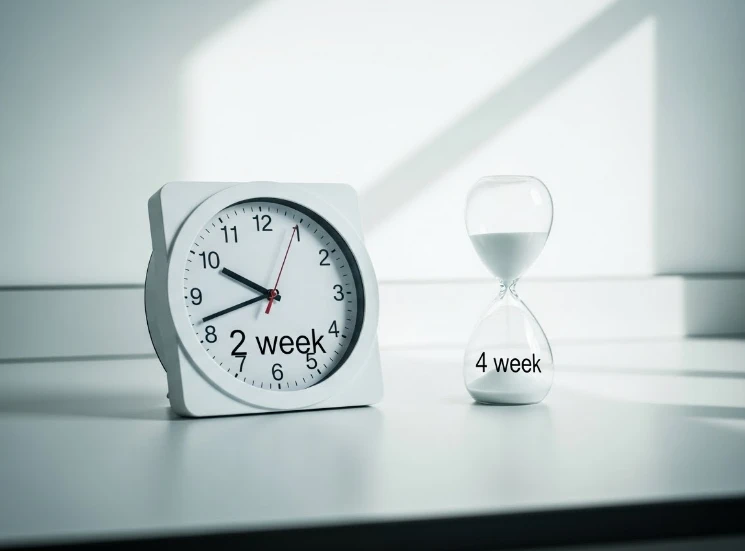 체 형성 기간을 상징하는 두 개의 시간 측정 도구