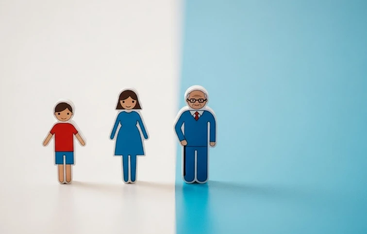 어린이, 임신부, 노인을 상징하는 피규어 3개