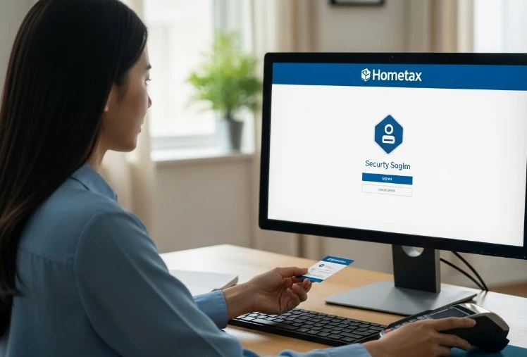 공동인증서로 홈택스에 로그인하는 장면