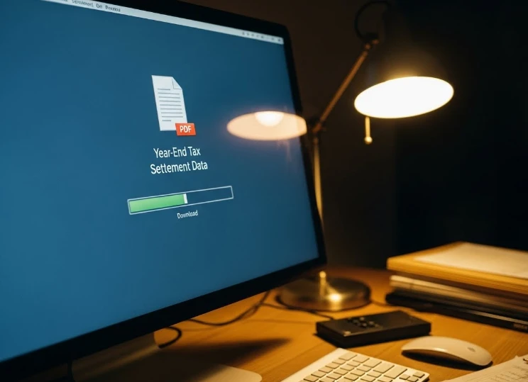 연말정산 PDF 파일을 다운로드하는 화면