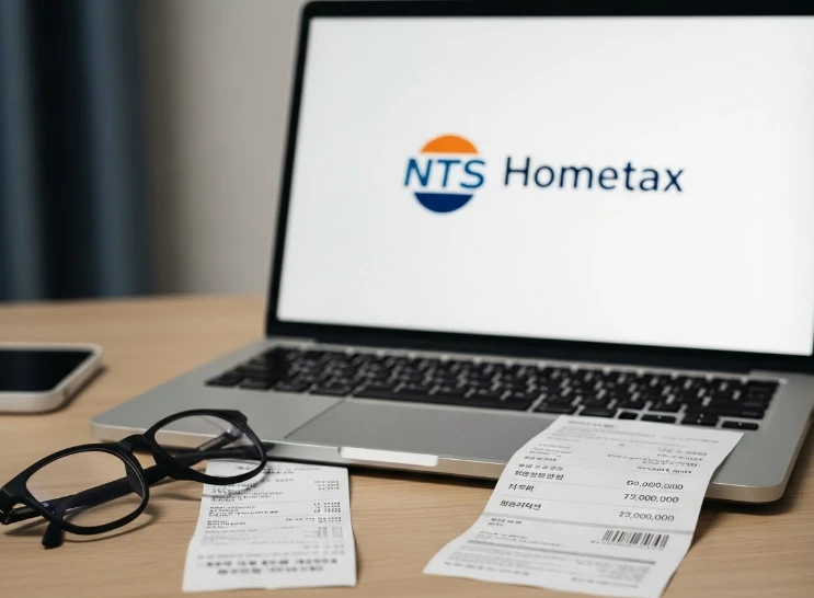 간소화 서비스 화면 밖의 안경 영수증과 월세 이체 내역서