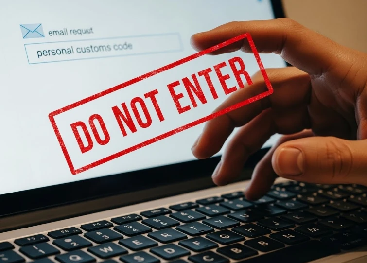 신뢰할 수 없는 이메일에는 개인통관번호를 입력하지 않는 모습 신뢰할 수 없는 이메일에는 개인통관번호를 입력하지 않는 모습