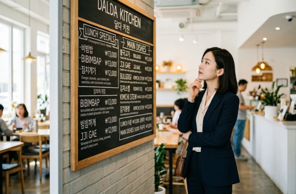 배달 주문서를 확인하며 고민하는 모습