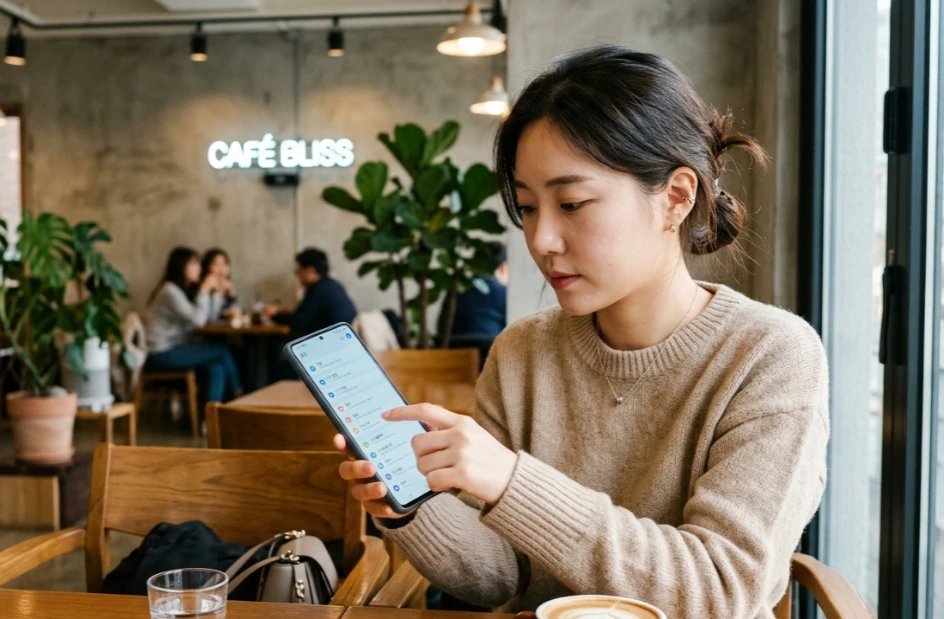스마트폰 설정 메뉴에서 앱 권한을 확인하는 모습